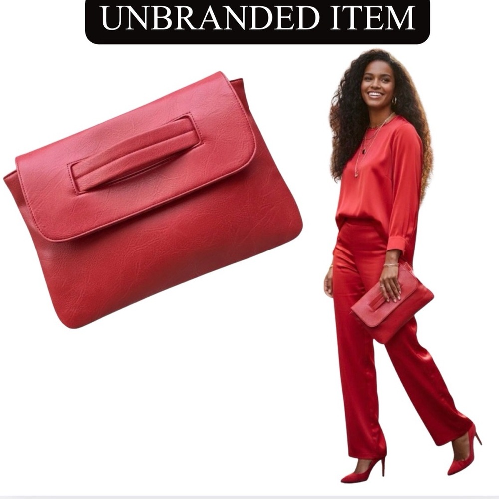 CLUTCH WRISTLET: Red High-Quality Faux Leather Large Capacity Purse, NIP